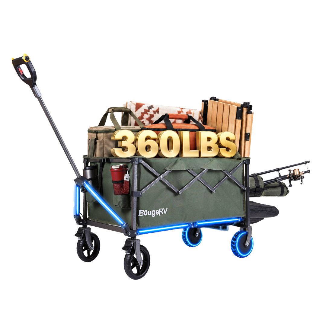 BougeRV LiteRover Foldable Utility Electric Wagon for Camping (Green)