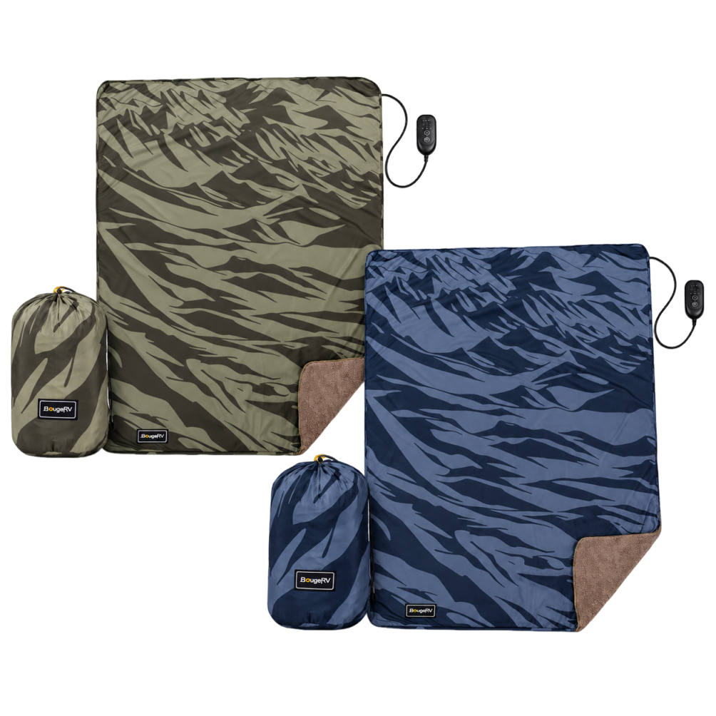 BougeRV 12V Portable Heated Blanket (Blue)