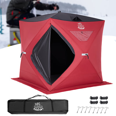 DEERFAMY Single-Layer Insulated Ice Fishing Shelter Portable Tent(3-4 People)