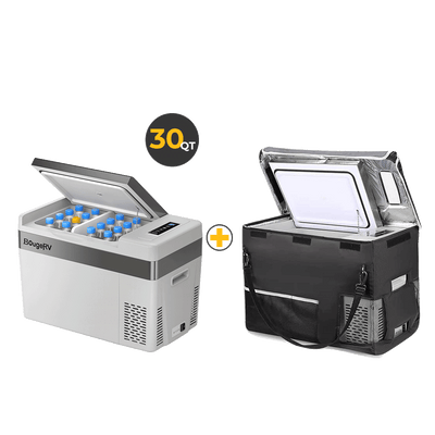 12V 30 Quart (28L) Portable Fridge & 30 Quart Insulated Protective Cover