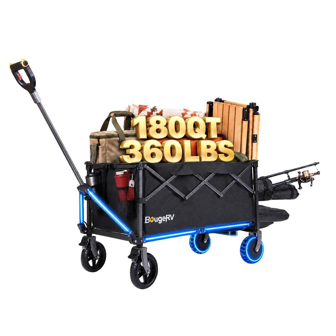 BougeRV Lightweight Foldable Electric Utility Wagon, 360LBS Max Load, Black