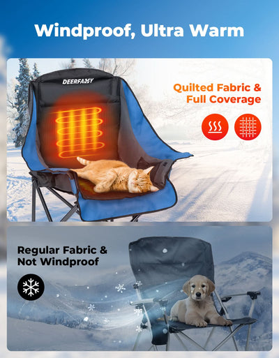 DEERFAMY Heated Camping Chair with 12V Battery Pack