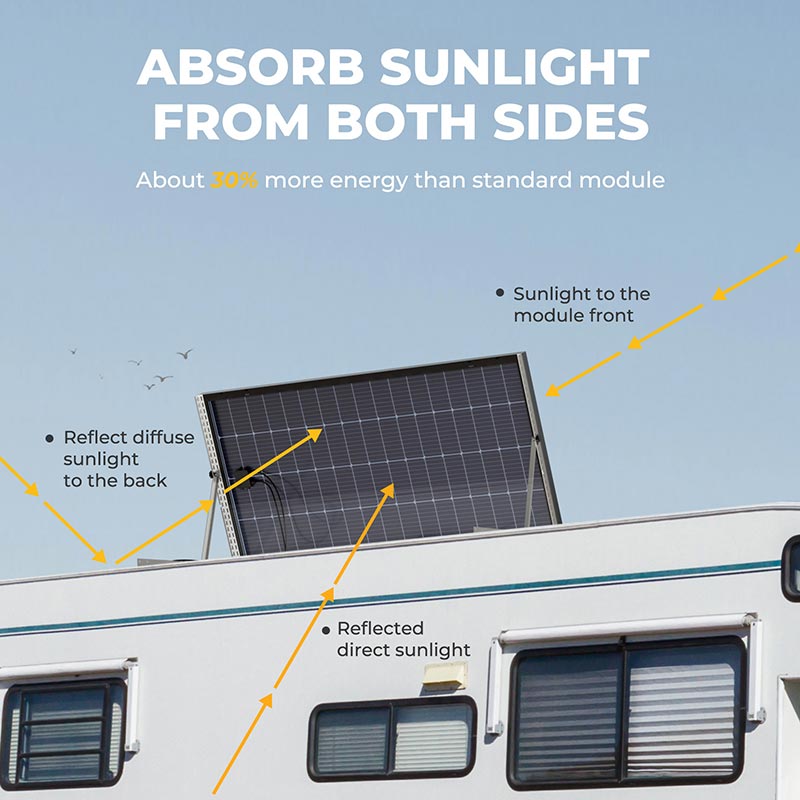 600W(200W*3PCS) Bifacial 12V 9BB Mono Solar Panel