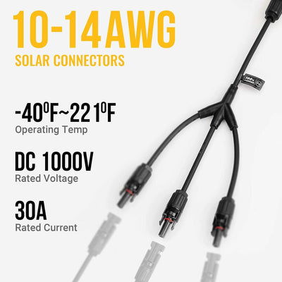 BougeRV Solar Panel Parallel Connectors 1 to 3 Solar Cable Wire