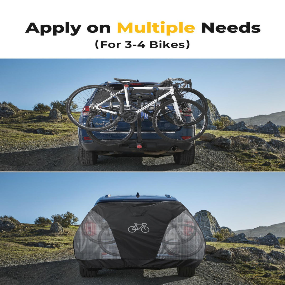 BougeRV Waterproof Hitch Bike Rack Cover (3–4 Bikes) with Tail Light Window