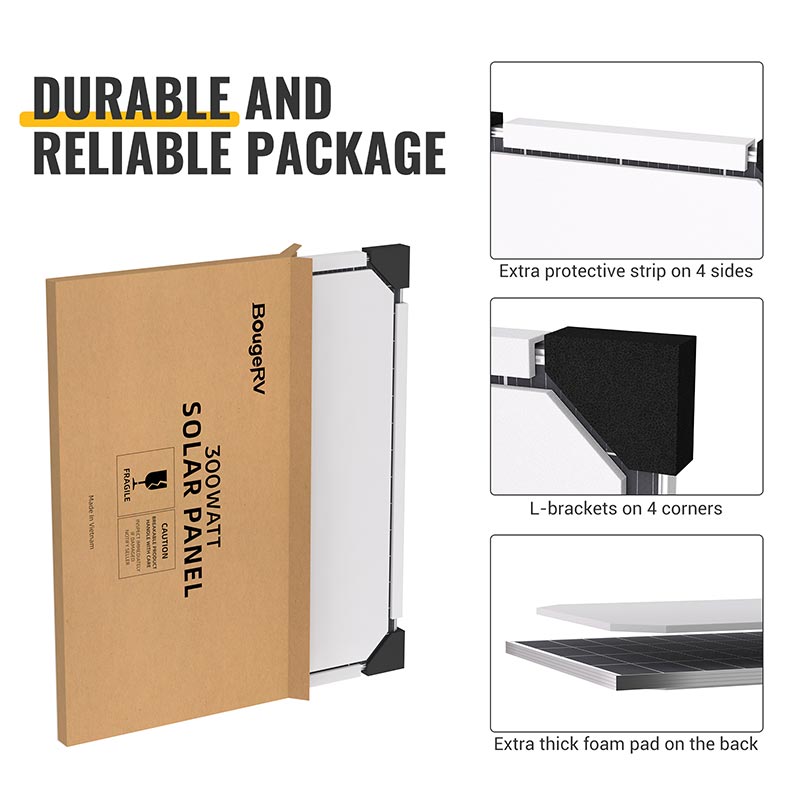 300W 12V 10BB Mono Solar Panel with Durable and Reliable Package