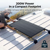 BougeRV 200W N-Type ShadePower rigid solar panel with a compact 50.2 x 30.3 x 1.2 inch design, leaving more roof space for vents, AC units and gear