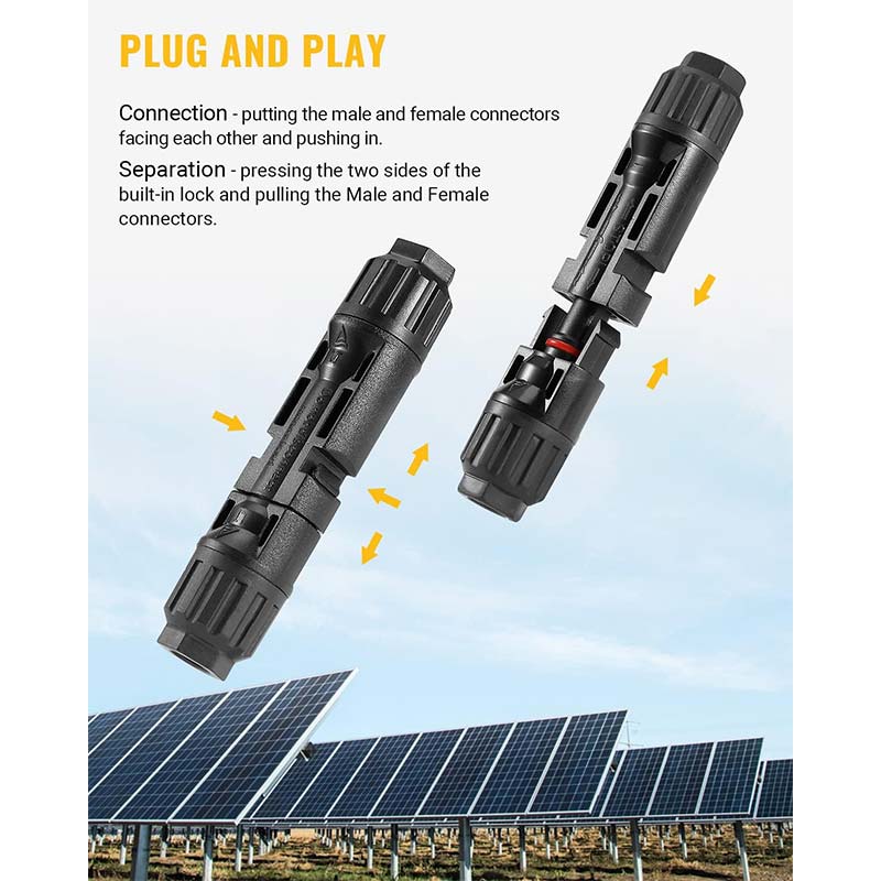 12 PCS Solar Connectors with Spanners 6 Pairs Male/Female(10AWG)