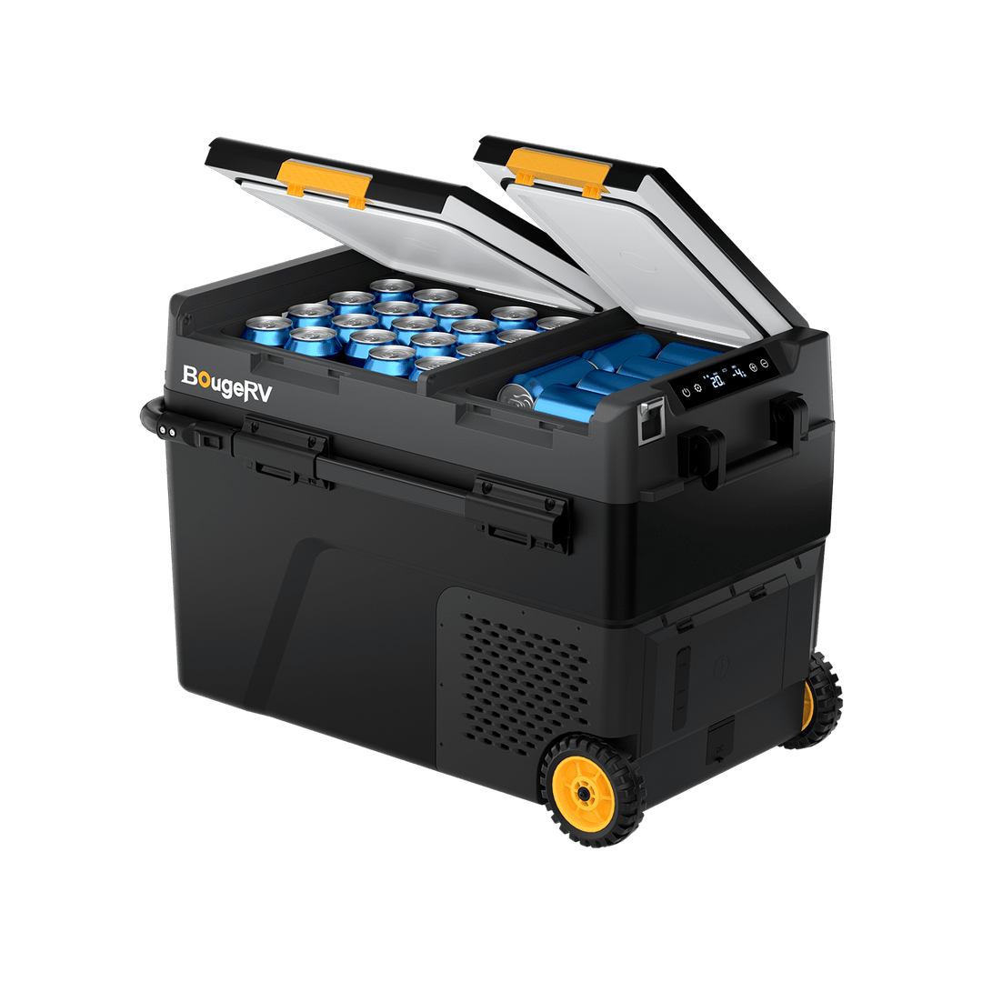 BougeRV New CRD2 V2.0 52QT Dual Zone 12V Portable Fridge with 240Wh Battery