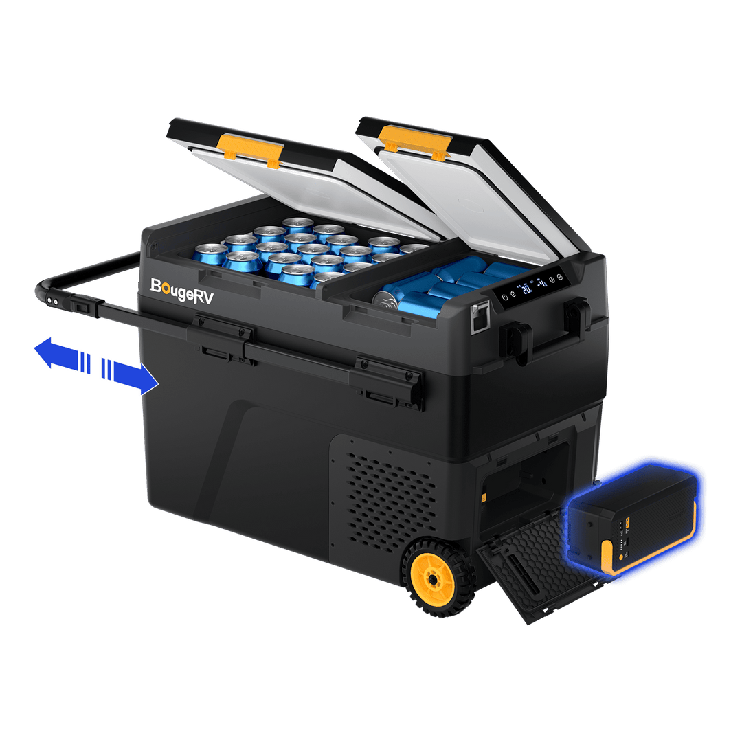 BougeRV New CRD2 V2.0 52QT Dual Zone 12V Portable Fridge with 240Wh Battery