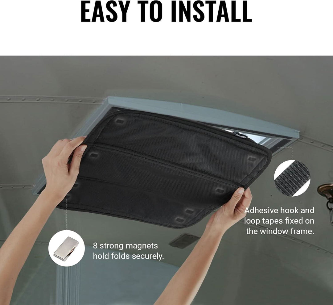 BougeRV RV Skylight Vent Cover, Magnetic Foldable Camper Window Sun Shade