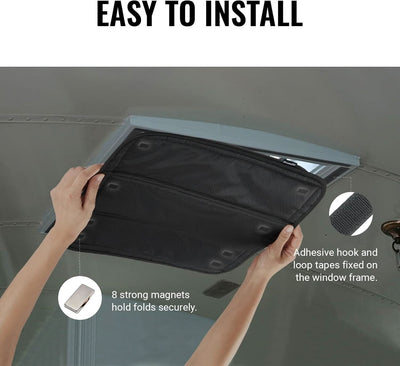 BougeRV RV Skylight Vent Cover, Magnetic Foldable Camper Window Sun Shade