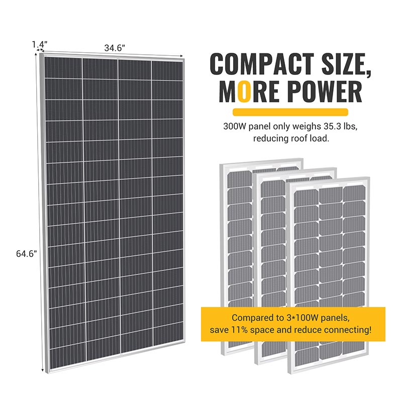 300W 12V 10BB Mono Solar Panel with Compact Size, More Power
