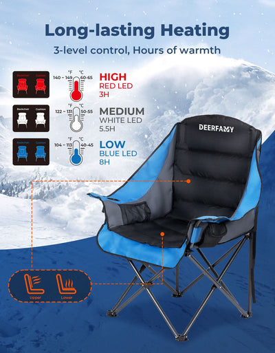DEERFAMY Heated Camping Chair with 12V Battery Pack