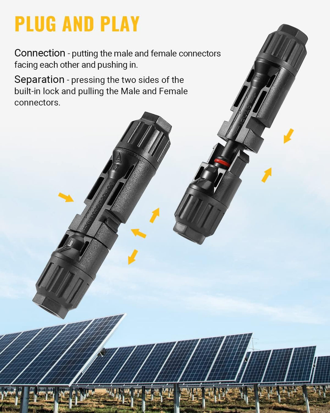 (10AWG) 100PCS Solar Connector with Spanners IP67 Waterproof Male/Female
