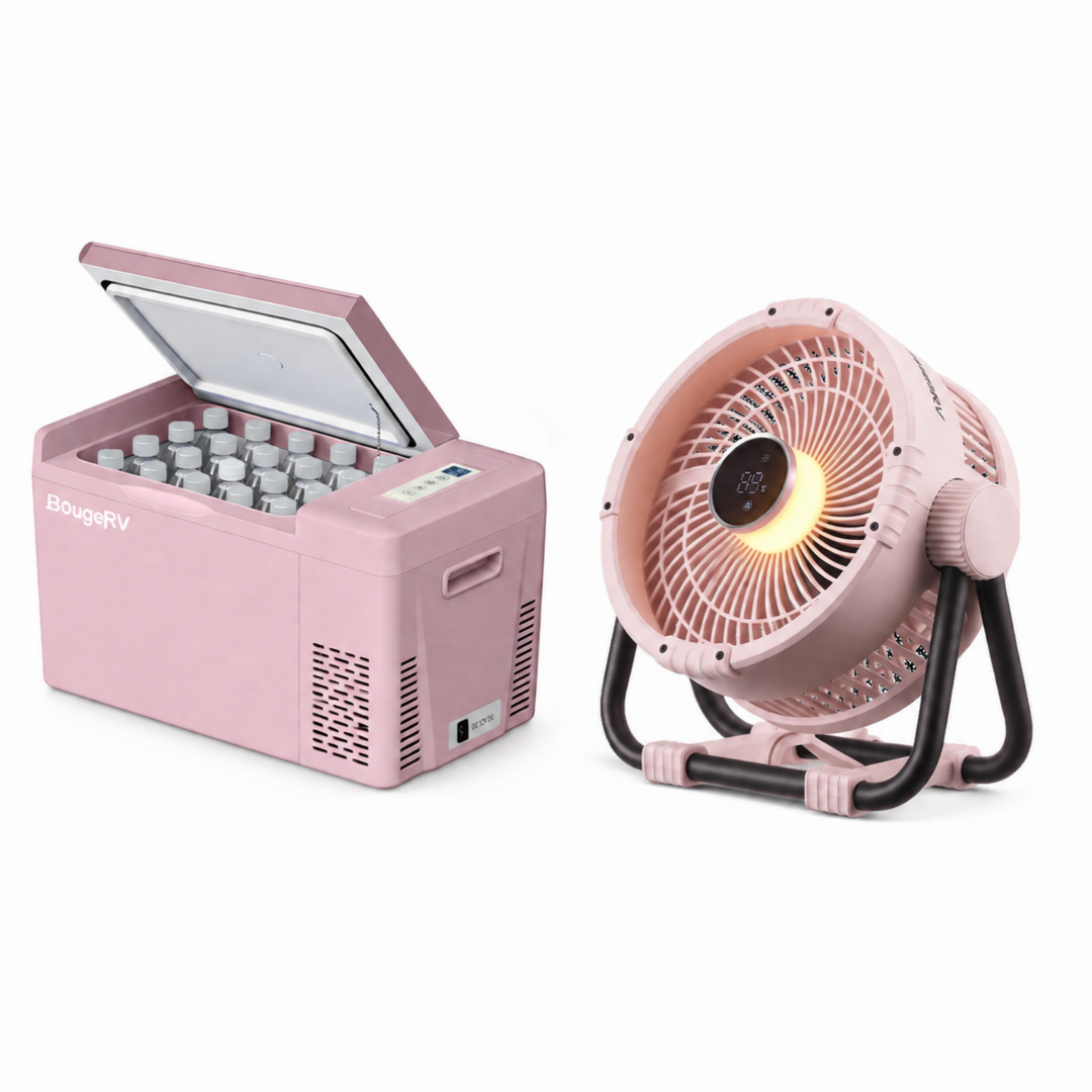 BougeRV 12V 23 Quart Colorful Pink Portable Fridge