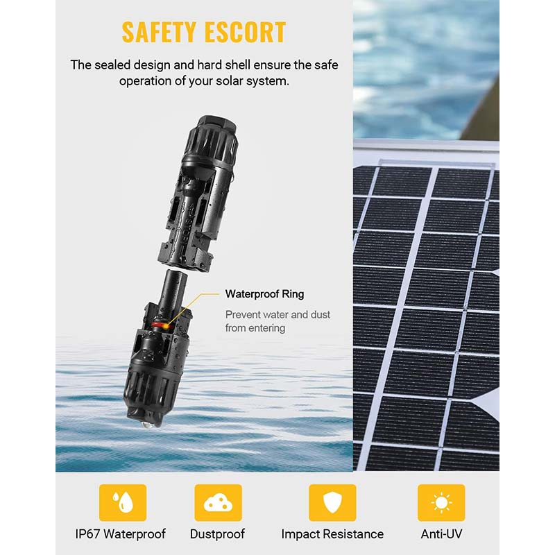 (10AWG) 12PCS Solar Connector with Spanners IP67 Waterproof Male/Female