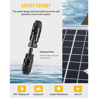 (10AWG) 12PCS Solar Connector with Spanners IP67 Waterproof Male/Female
