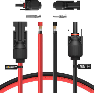 Solar Extension Cable with Extra Free Connectors(xx FT Red+xx FT Black)