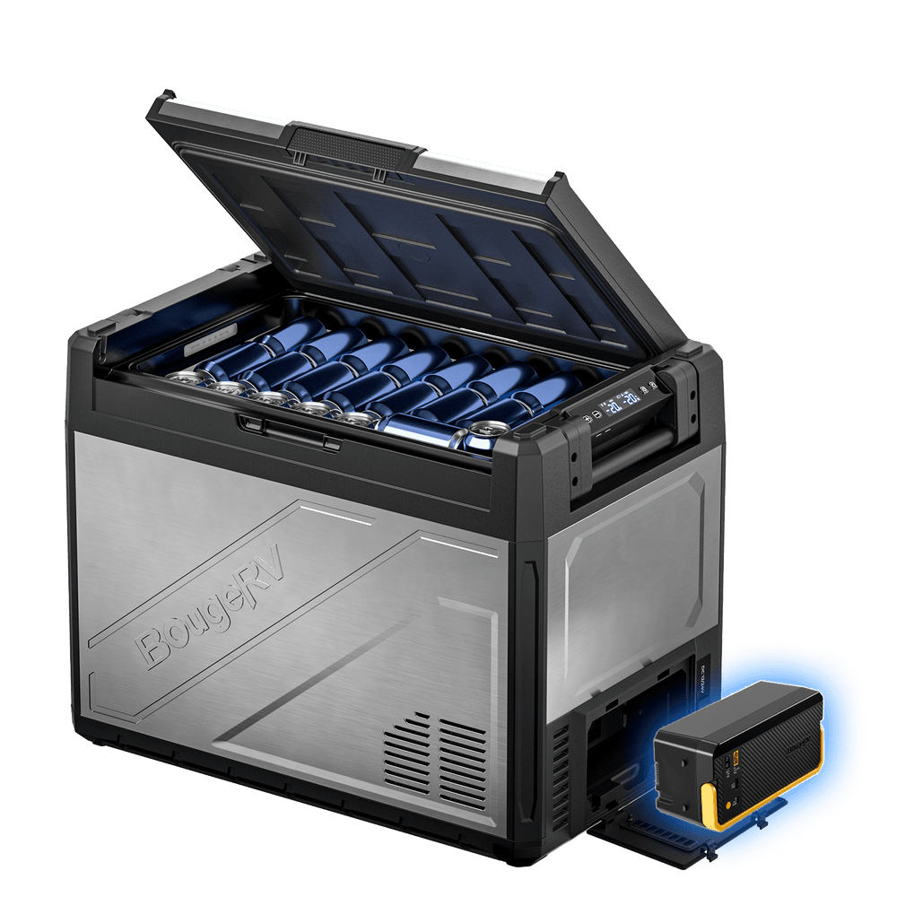 BougeRV New Rocky V3.0 69QT Dual Zone 12V Car Fridge with 240Wh Battery