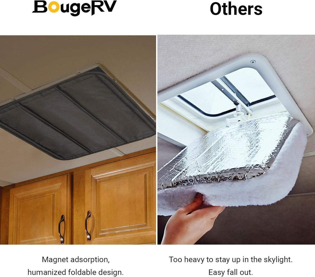 BougeRV RV Skylight Vent Cover, Magnetic Foldable Camper Window Sun Shade