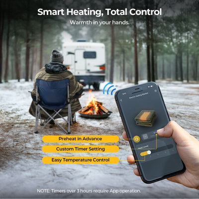 BougeRV 12V Outdoor Heated Blanket-5 Heat Settings, APP Remote Control(Green)