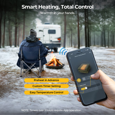 BougeRV 12V Outdoor Heated Blanket-5 Heat Settings, APP Remote Control(Blue)