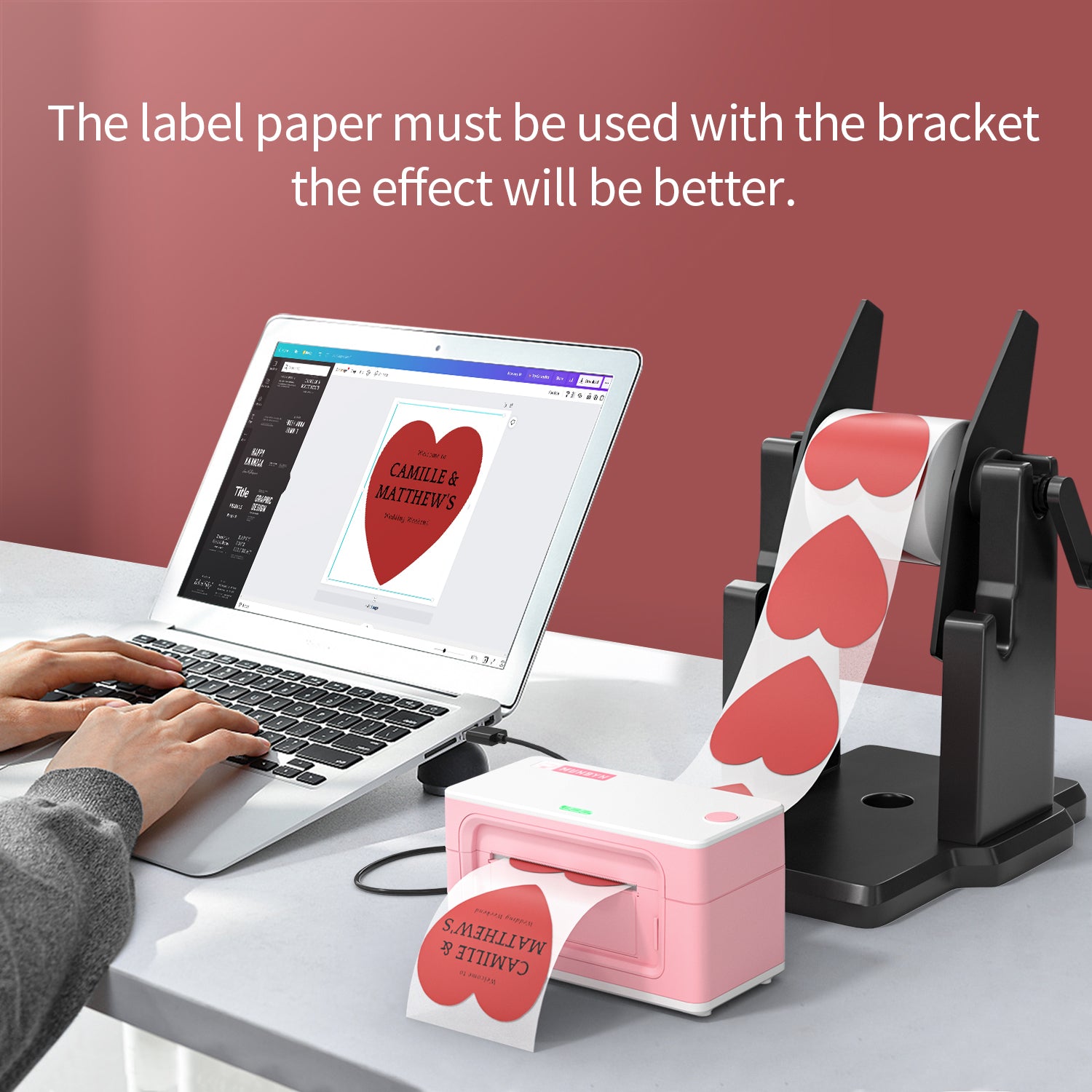 MUNBYN Heart Shaped Thermal Stickers Labels | 400 Labels/Roll