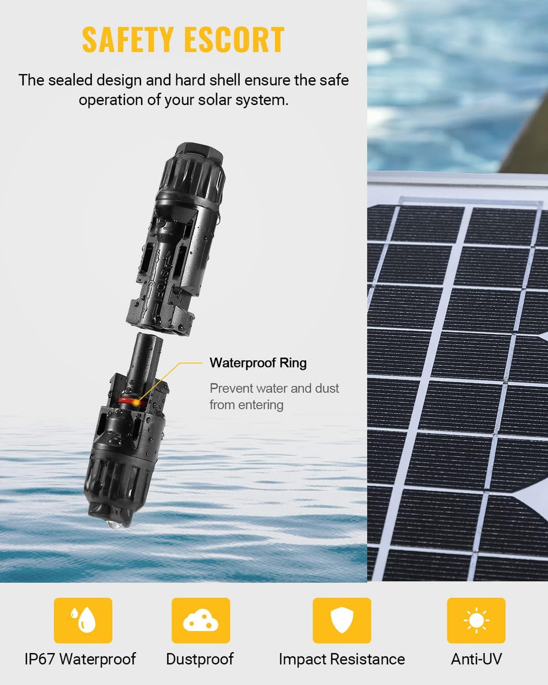 (10AWG) 100PCS Solar Connector with Spanners IP67 Waterproof Male/Female
