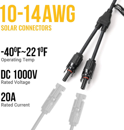 Solar Connectors Y Branch Parallel Adapter Cable Wire