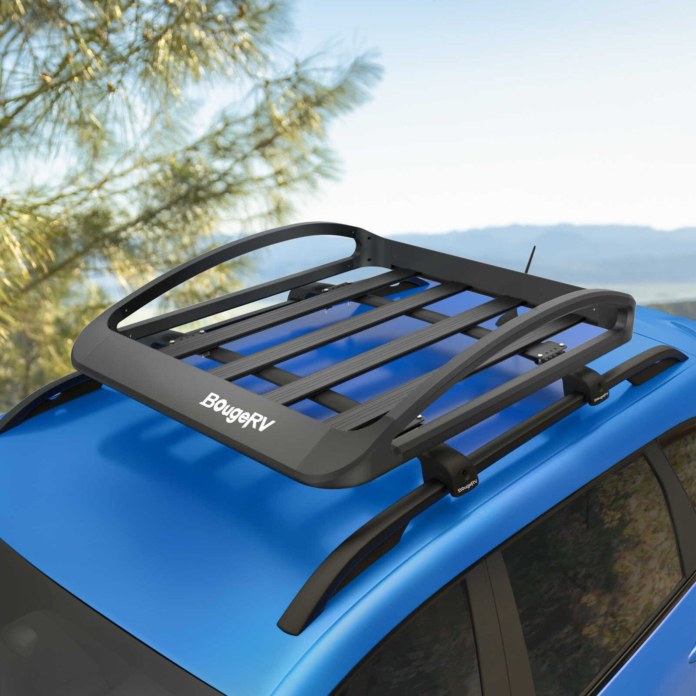 BougeRV Anti-Rust Aluminum Roof Rack Cargo Basket 47''x40''x8''