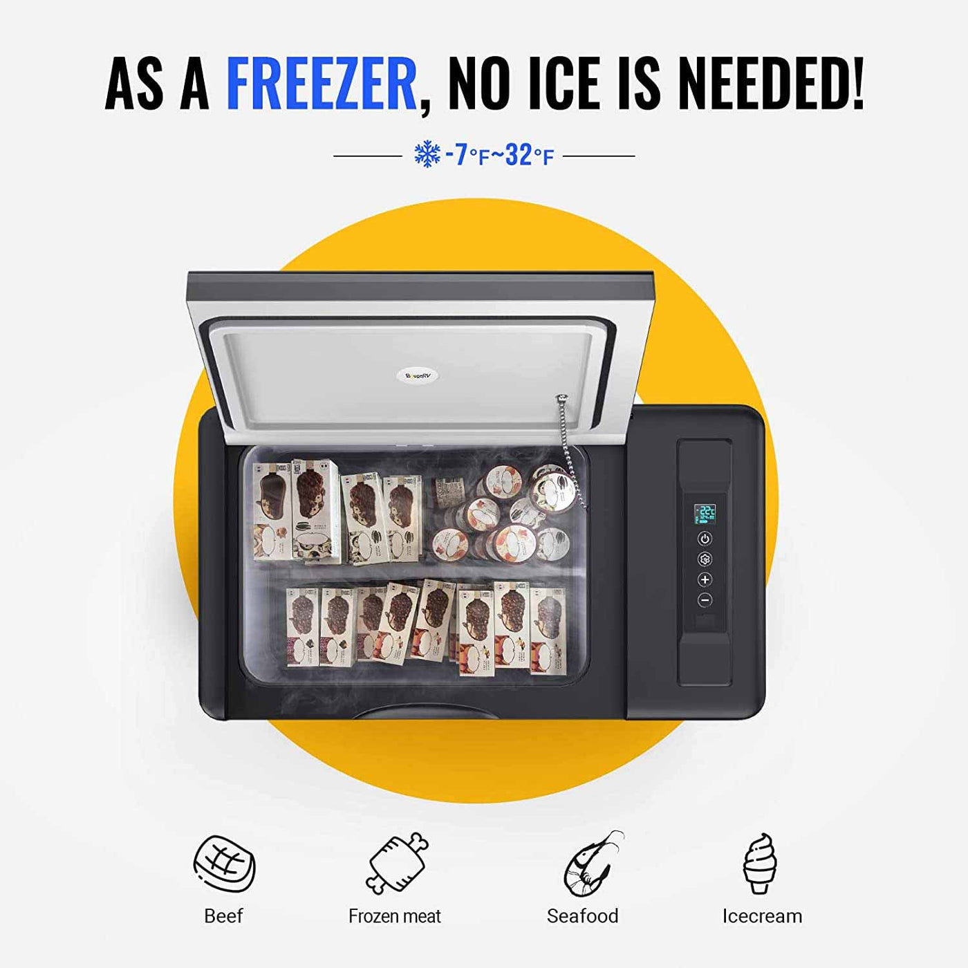 12V 30 Quart (28L) Portable Freezer Black