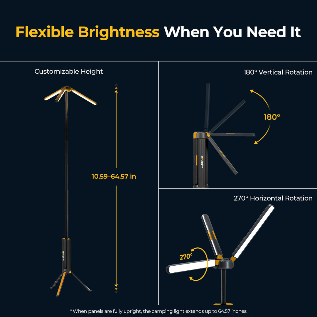 BougeRV New Outdoor Portable Telescopic Camping Lantern (Black)