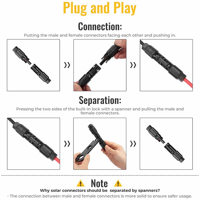 (8AWG) 12PCS Solar Connector with Spanners IP67 Waterproof Male/Female
