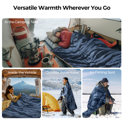 BougeRV 12V Outdoor Heated Blanket-5 Heat Settings, APP Remote Control(Blue)