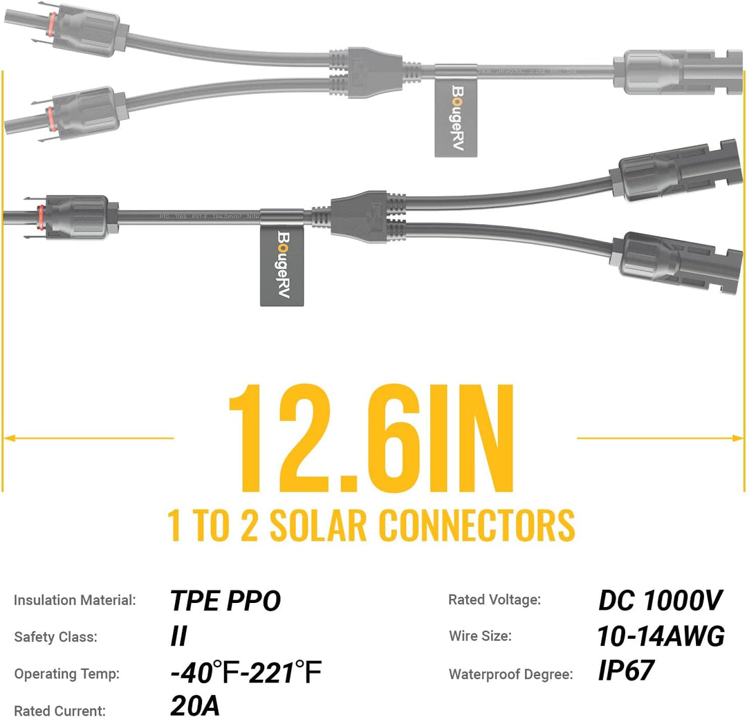 Solar Connectors Y Branch Parallel Adapter Cable Wire