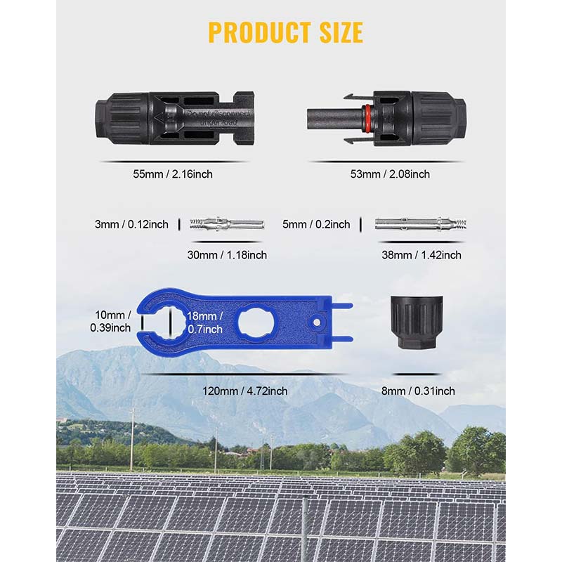 (10AWG) 12PCS Solar Connector with Spanners IP67 Waterproof Male/Female