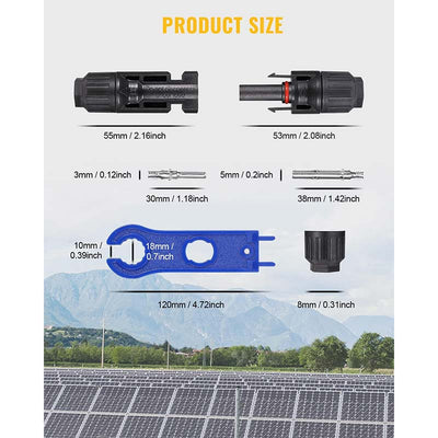 (10AWG) 12PCS Solar Connector with Spanners IP67 Waterproof Male/Female