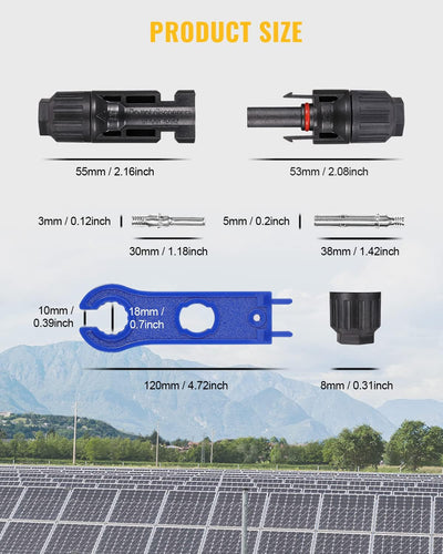 (10AWG) 100PCS Solar Connector with Spanners IP67 Waterproof Male/Female