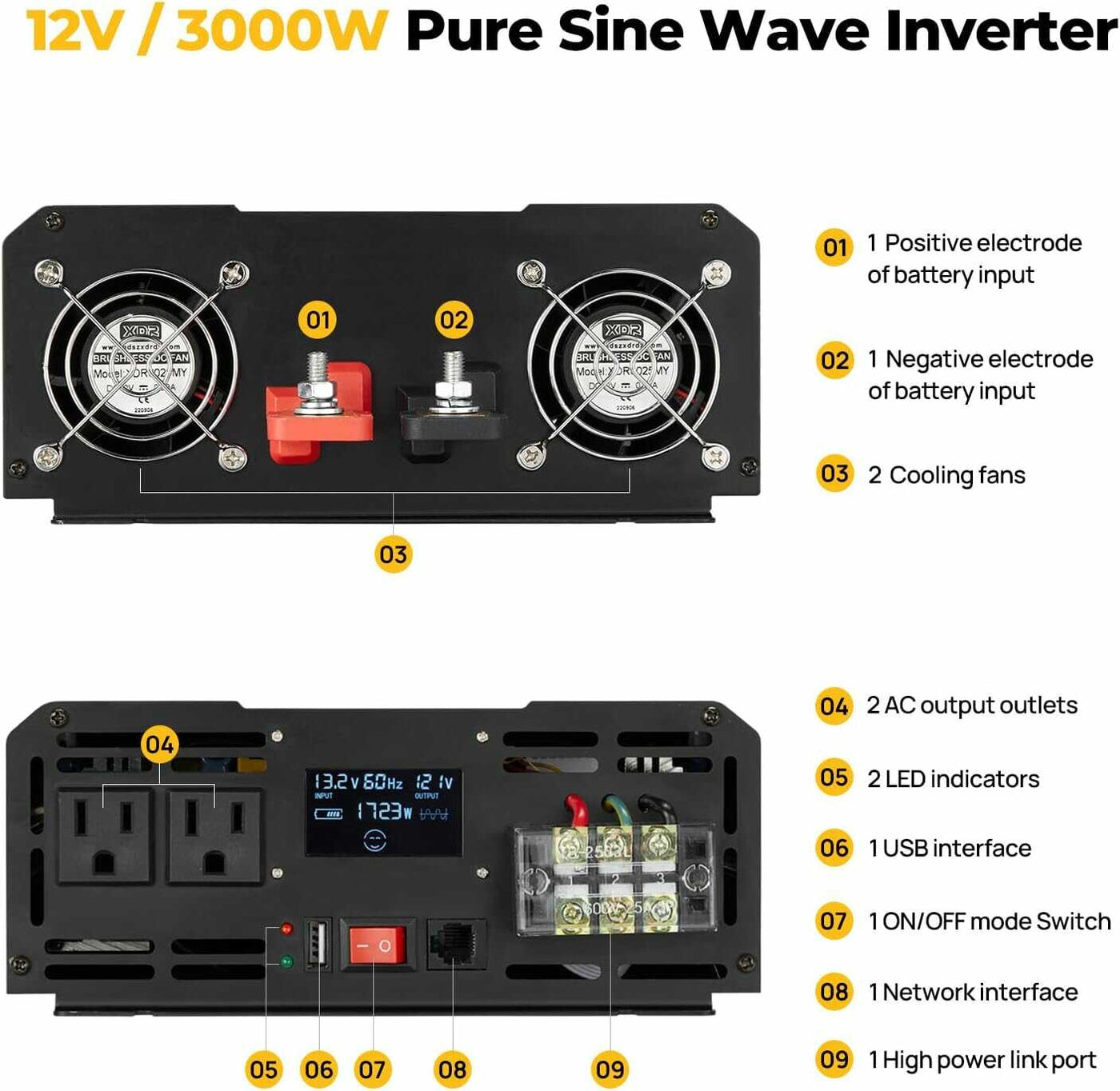 3000W 12V Pure Sine Wave Inverter