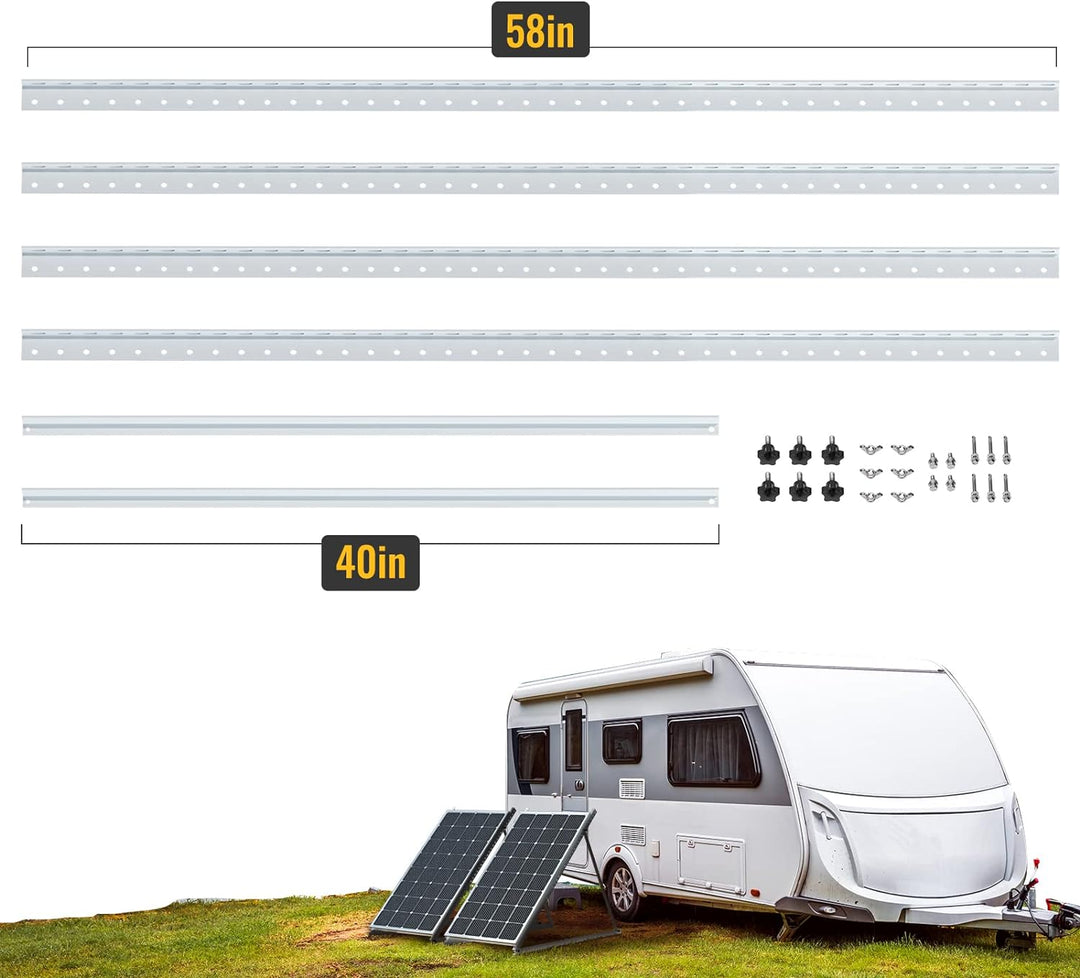 58 in Adjustable Solar Panel Tilt Mount Brackets with Foldable Tilt Legs
