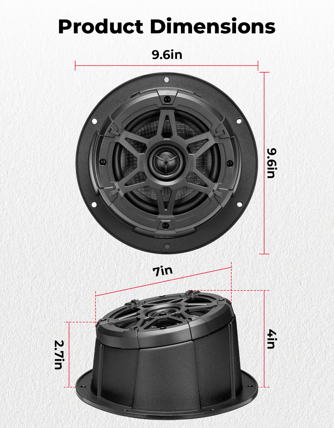 KEMIMOTO 6.5" Waterproof Speaker Pods with Enclosure for UTV, RV & Marine