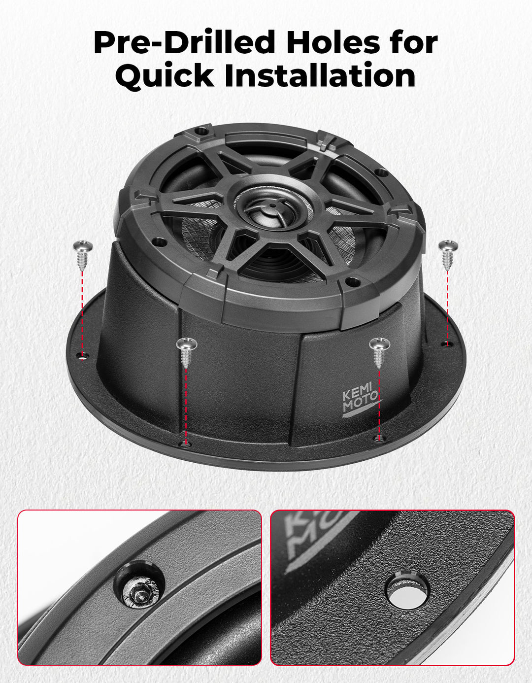 KEMIMOTO 6.5" Waterproof Speaker Pods with Enclosure for UTV, RV & Marine