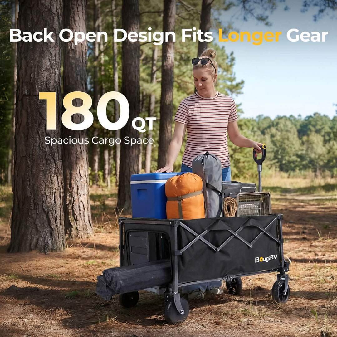 BougeRV Lightweight Foldable Electric Utility Wagon, 360LBS Max Load, Black