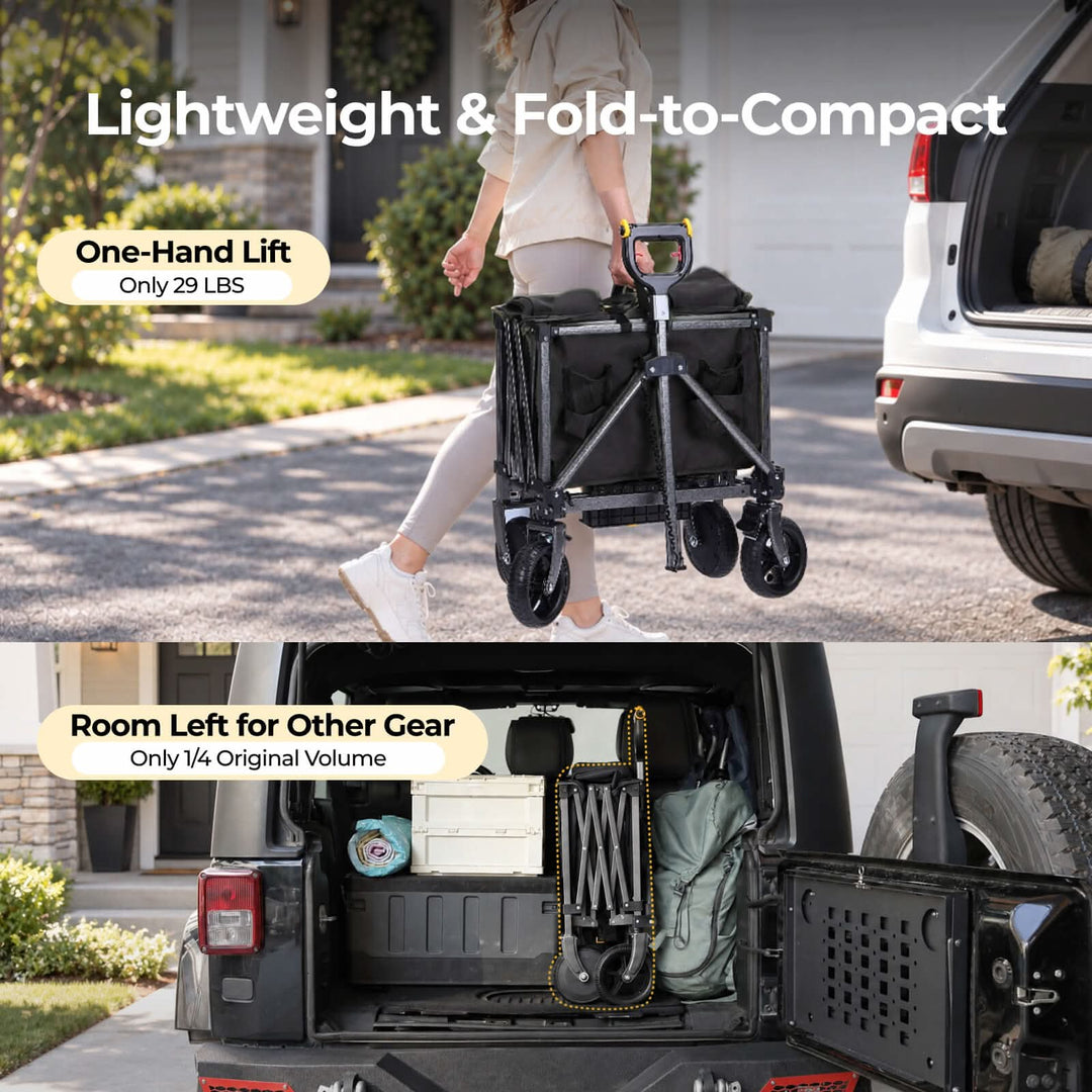 BougeRV Lightweight Foldable Electric Utility Wagon, 360LBS Max Load, Black