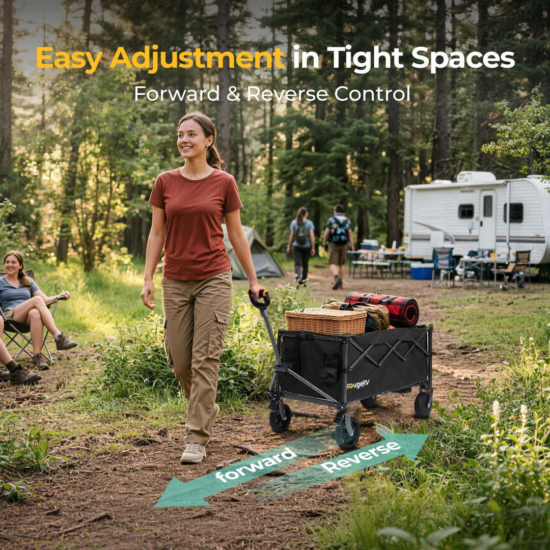 BougeRV Lightweight Foldable Electric Utility Wagon, 360LBS Max Load, Black