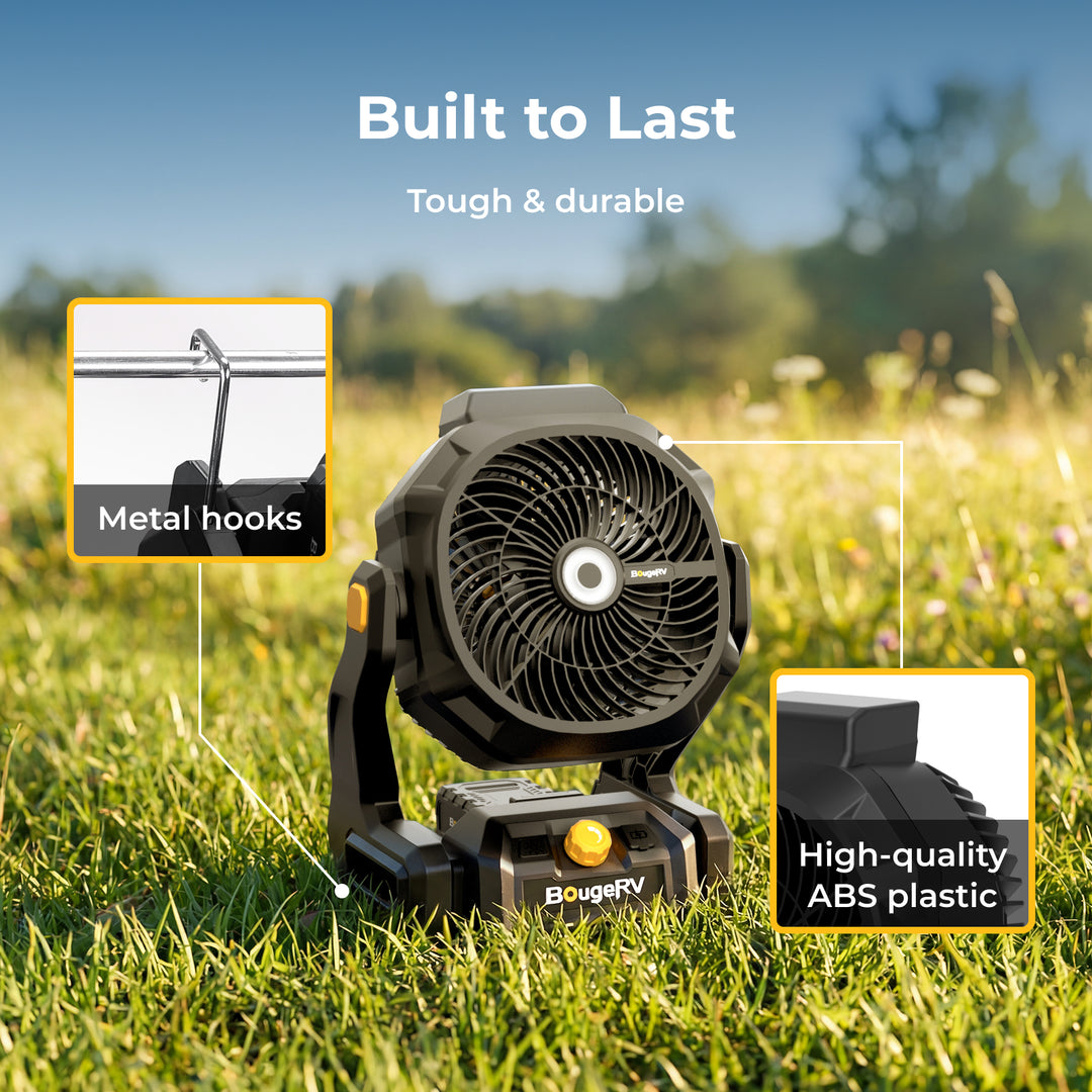 BougeRV F02 outdoor fan with durable and tough features