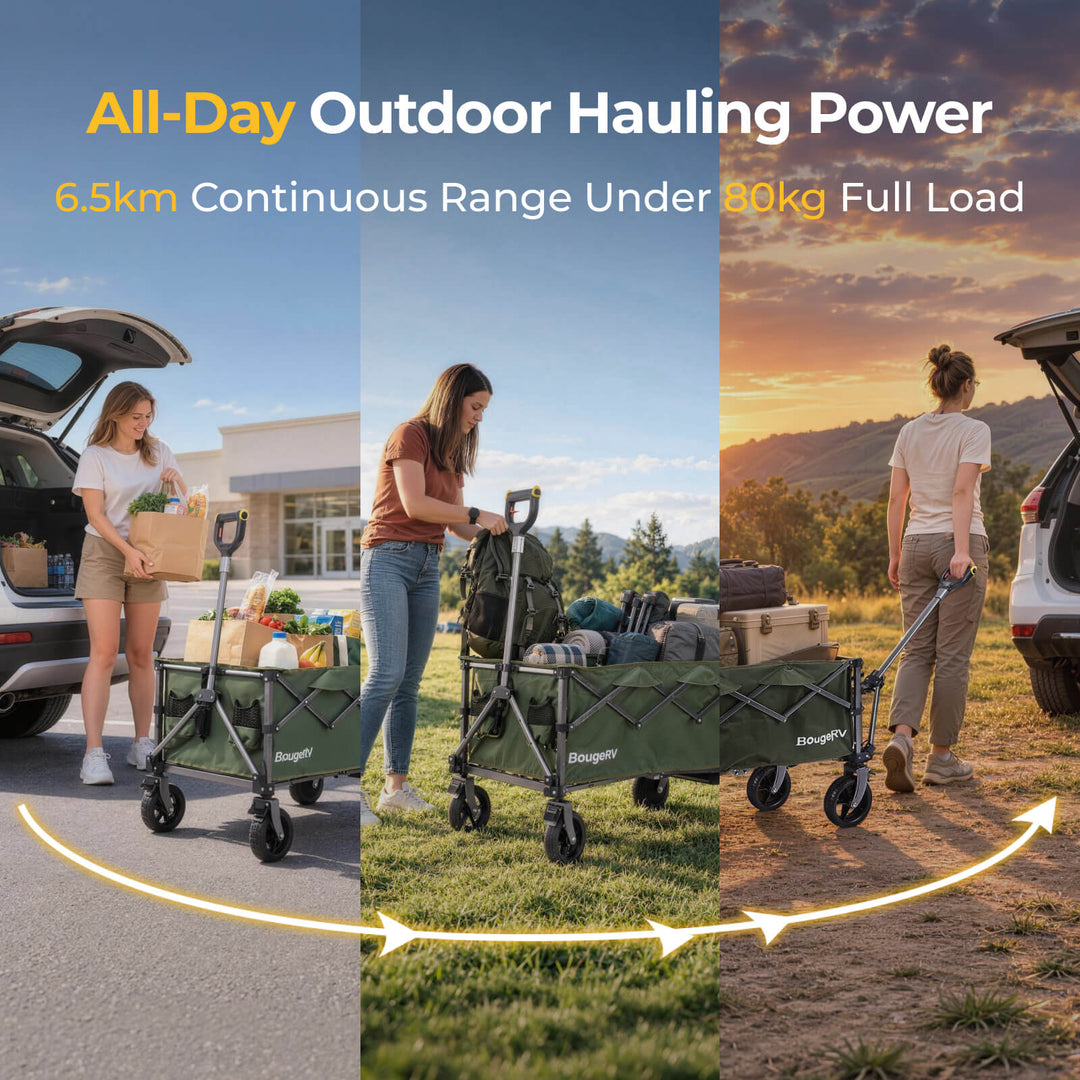 BougeRV LiteRover Foldable Utility Electric Wagon for Camping (Green)