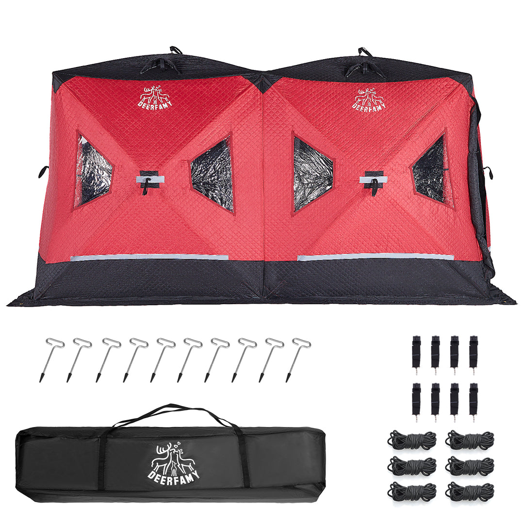 DEERFAMY Double-Layer Ice Fishing Hut Portable Tent Double Rooms