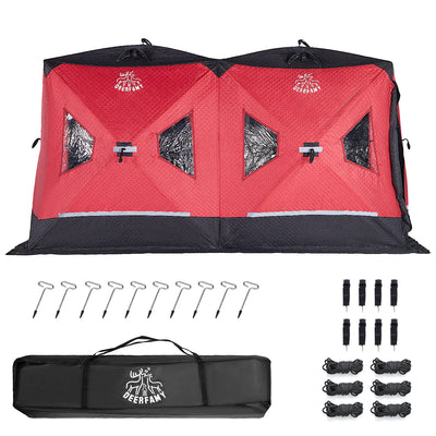 DEERFAMY Double-Layer Ice Fishing Hut Portable Tent Double Rooms